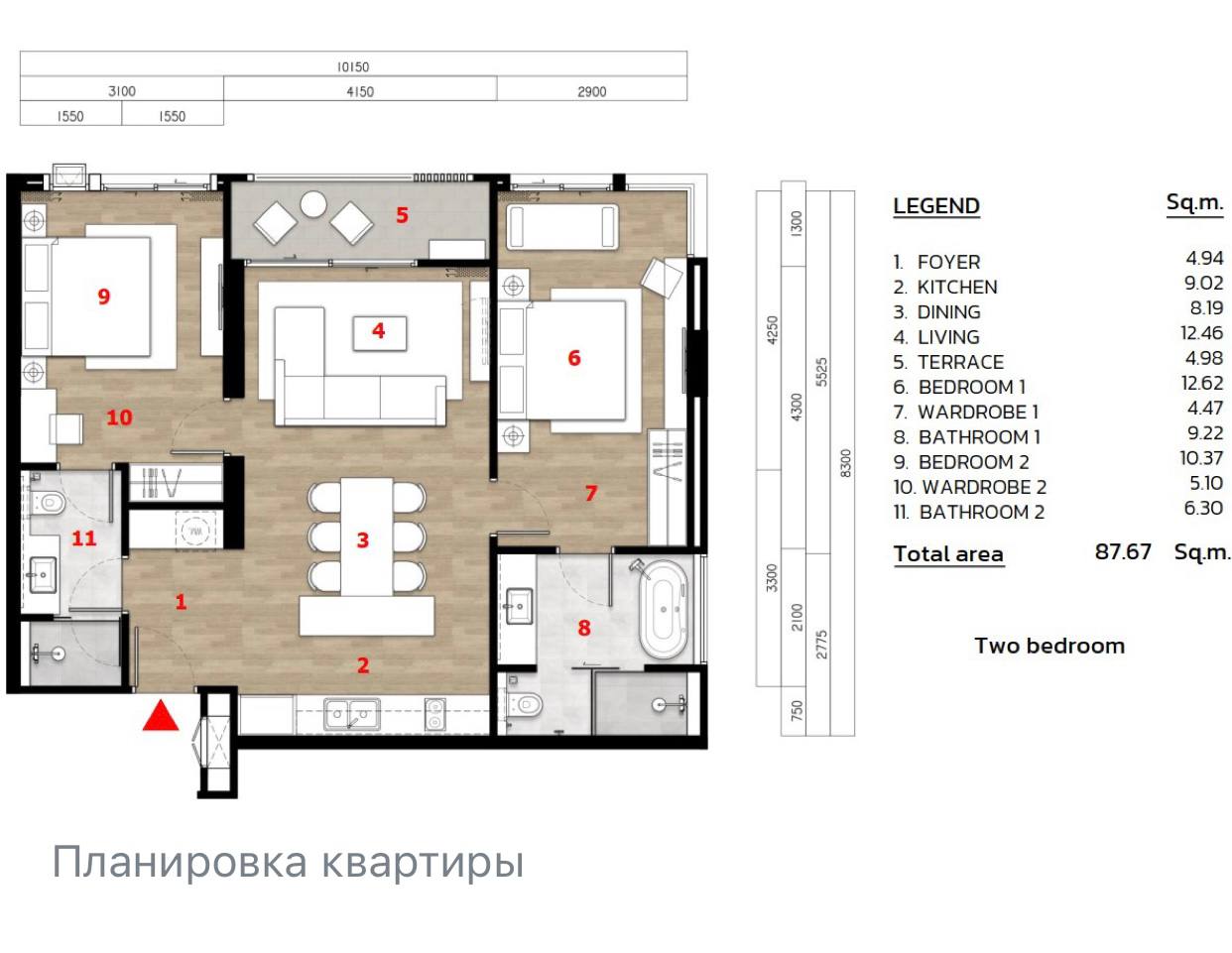 Современные апартаменты расположенные в жилом комплексе вблизи пляжа Банг Тао, 2 спальни 87-88 кв.м.