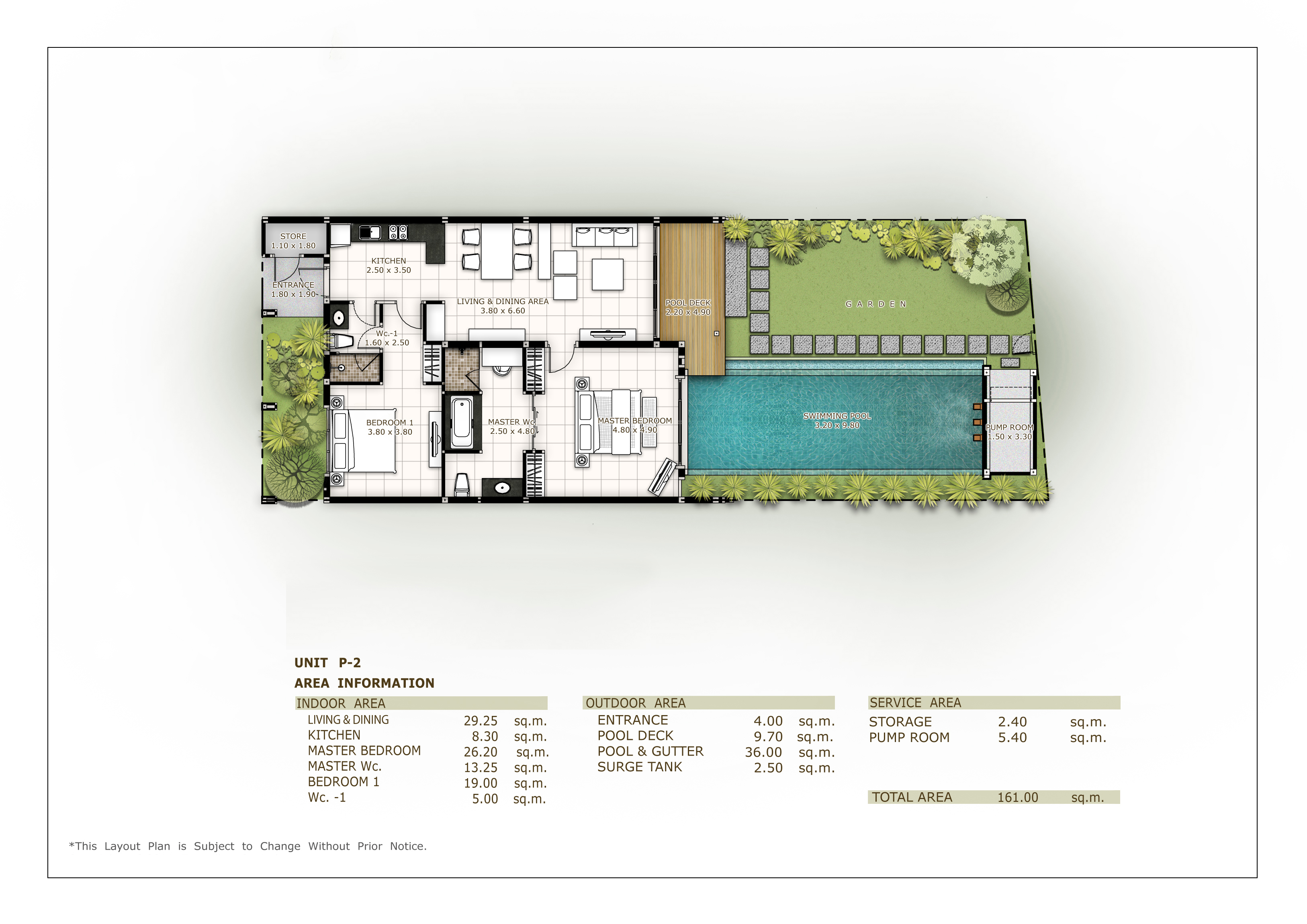 2 bedroom villa with a terrace and a pool in Nai Harn