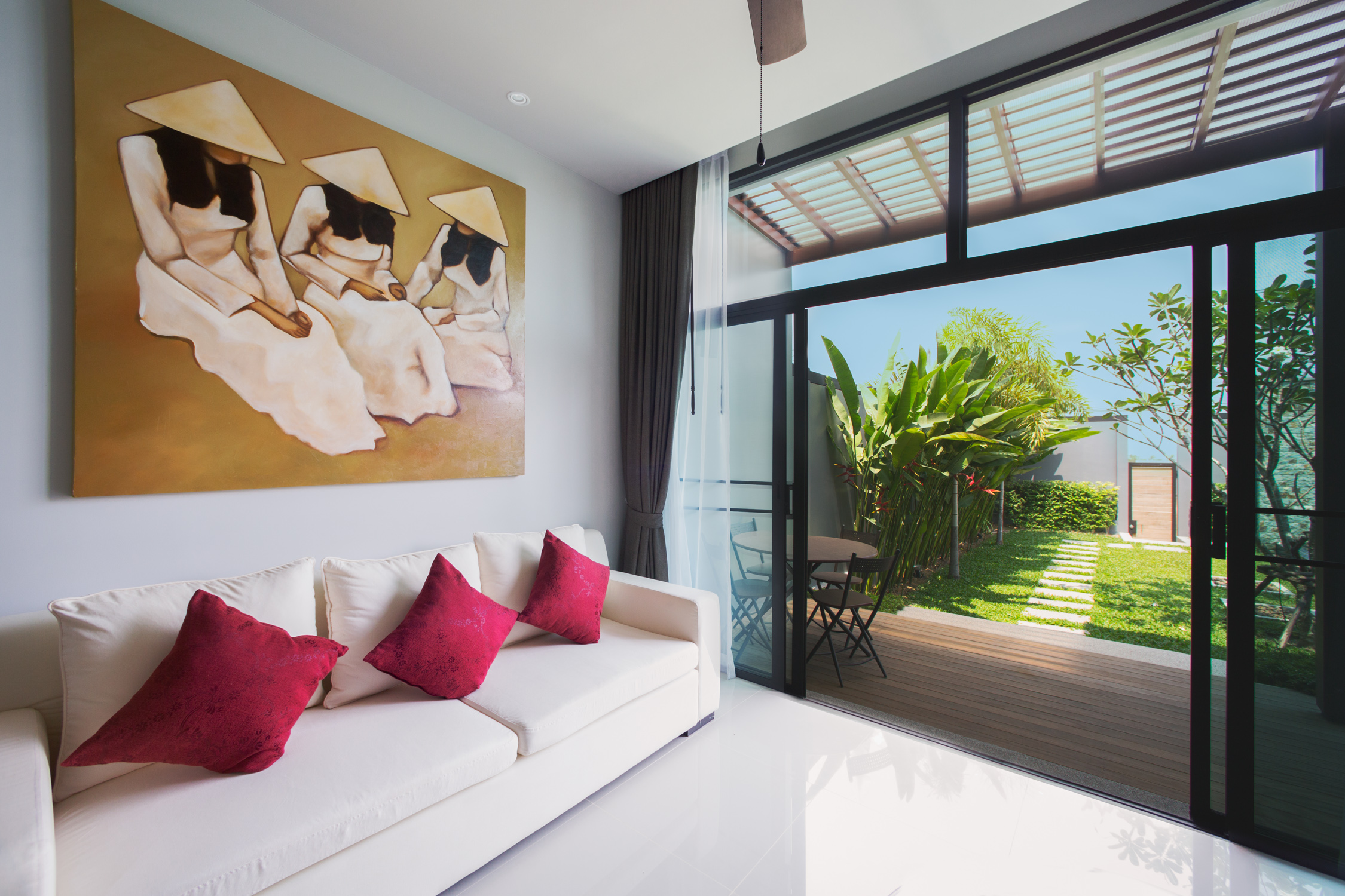 2 bedroom villa with a terrace and a pool in Nai Harn