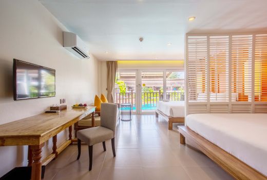 Просторные апартаменты Grand Deluxe с балконом и видом на бассейн вблизи пляжа, 2 спальни, Банг Тао