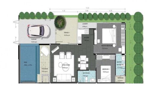 Well maintained 2 bedroom villa with garden and seating area in Chalong