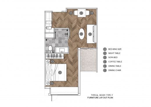 Светлые апартаменты с личным балконом, тип F, 38 кв.м., Камала