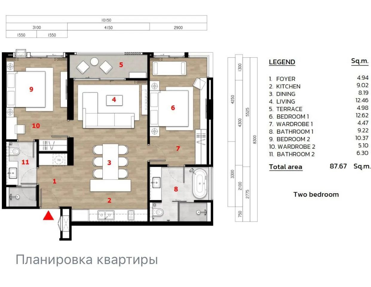 Современные апартаменты расположенные в жилом комплексе вблизи пляжа Банг Тао, 2 спальни 87-88 кв.м.