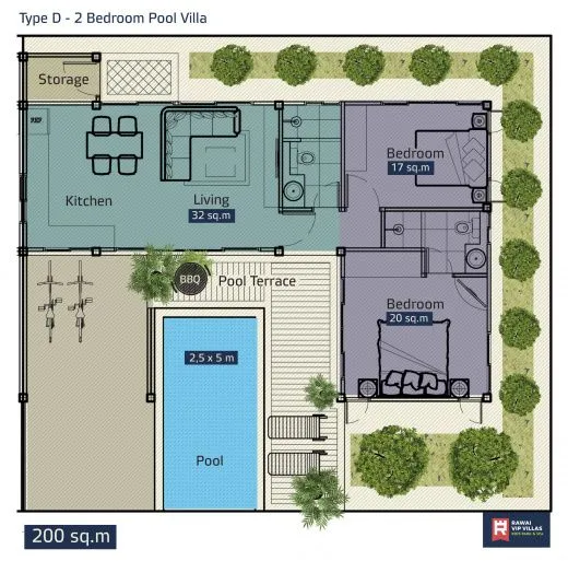 Просторная вилла Pool Villa с хорошим расположением в районе Раваи, 2 спальни