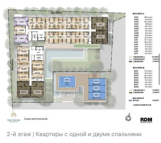 Современные апартаменты расположенные в жилом комплексе вблизи пляжа Банг Тао, 1 спальня Тип A 41-43 кв.м